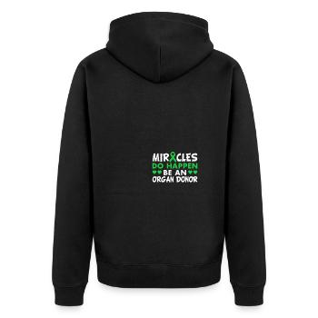Miracles Do Happen Be An Organ Donor Green Ribbon - Unisex Premium Bio Zip Hoodie - Schwarz - Hinten - Nico (187cm)