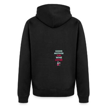 Good Mother And Wine Lover Funny Alcohol Mothers - Unisex Premium Bio Zip Hoodie - Schwarz - Hinten - Nico (187cm)