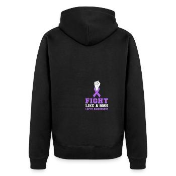Fight Like A Boss Lupus Awareness - Unisex Premium Bio Zip Hoodie - Schwarz - Hinten - Nico (187cm)