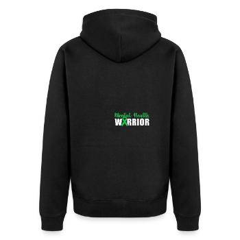 Mental Health Warrior Green Ribbon - Unisex Premium Bio Zip Hoodie - Schwarz - Hinten - Nico (187cm)