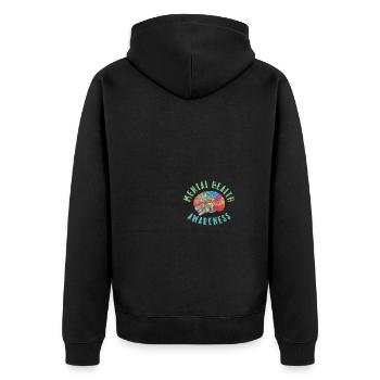 Mental Health Awareness Brain Rainbow - Unisex Premium Bio Zip Hoodie - Schwarz - Hinten - Nico (187cm)