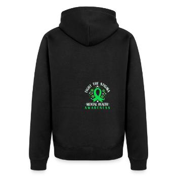Fight The Stigma Mental Health Awareness - Unisex Premium Bio Zip Hoodie - Schwarz - Hinten - Nico (187cm)