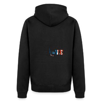 USA Ice Hockey Penalty Box Hockey Girls Boys - Unisex Premium Bio Zip Hoodie - Schwarz - Hinten - Nico (187cm)