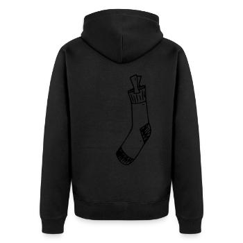 Alte Socke Wäsche Socken Hausmann Hausfrau - Unisex Premium Bio Zip Hoodie - Schwarz - Hinten - Nico (187cm)