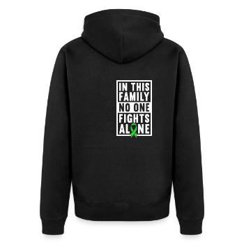 In May, we wear Green Mental Health - Unisex Premium Organic Zip Hoodie - black - Back - Nico (187cm)