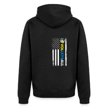 Volleyball USA Flagge Volleyballtrainer - Unisex Premium Bio Zip Hoodie - Schwarz - Hinten - Nico (187cm)