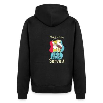 More Than 100 Billion Served - Unisex Premium Bio Zip Hoodie - Schwarz - Hinten - Nico (187cm)