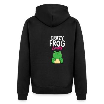Funny Crazy Frog Lady Women Amphibian Herpetologis - Unisex Premium Organic Zip Hoodie - black - Back - Nico (187cm)