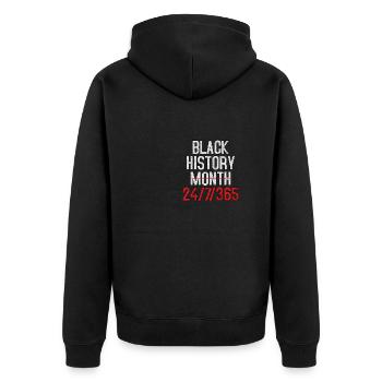 Black History Month 24/7/365 Black History Month - Unisex Premium Organic Zip Hoodie - black - Back - Nico (187cm)