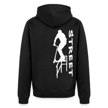 Street 4 - Unisex Premium Bio Zip Hoodie - Schwarz - Hinten - Nico (187cm)