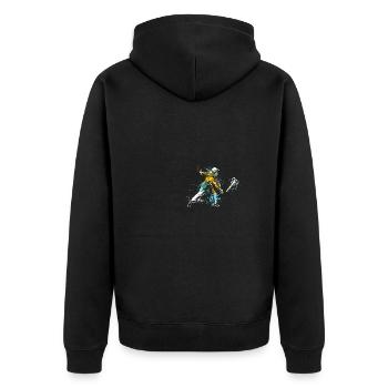 Splahs Axtwerfen Axtwerfer - Unisex Premium Bio Zip Hoodie - Schwarz - Hinten - Nico (187cm)