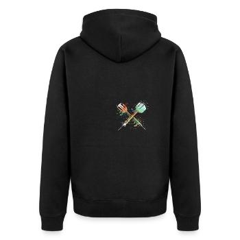 Splash Darts Design For Darts Player - Unisex Premium Organic Zip Hoodie - black - Back - Nico (187cm)