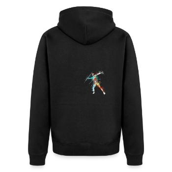 Splash javelin thrower design for Javelinist - Unisex Premium Organic Zip Hoodie - black - Back - Nico (187cm)