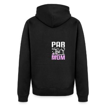 Par tee mom design for golfing mother - Unisex Premium Bio Zip Hoodie - Schwarz - Hinten - Nico (187cm)