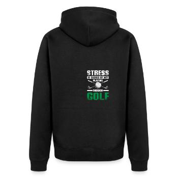 Funny stress golfing design for golfers - Unisex Premium Organic Zip Hoodie - black - Back - Nico (187cm)