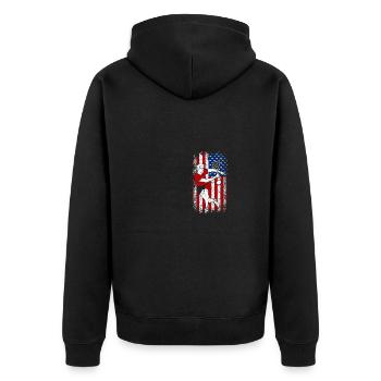 4th of july Usa Proud American Flag Squash Player - Unisex Premium Organic Zip Hoodie - black - Back - Nico (187cm)