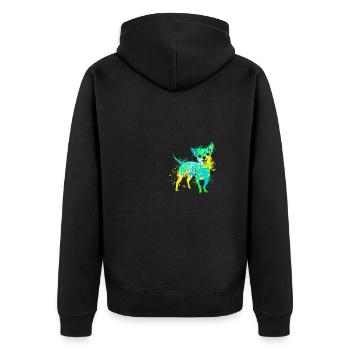 colorful splash art dog lover chihuahua - Unisex Premium Bio Zip Hoodie - Schwarz - Hinten - Nico (187cm)