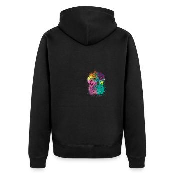 Colorful Splash Art Dog Lover Yorkie - Unisex Premium Organic Zip Hoodie - black - Back - Nico (187cm)