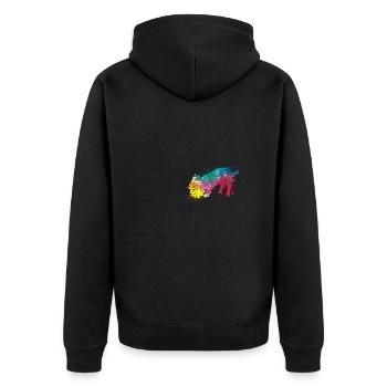Colorful Splash Art Dog Lover Yorkie - Unisex Premium Organic Zip Hoodie - black - Back - Nico (187cm)