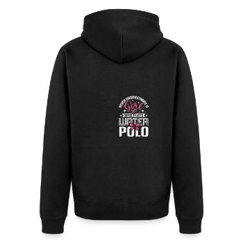 Never underastimate a girl who plays water polo - Unisex Premium Organic Zip Hoodie - black - Back - Nico (187cm)