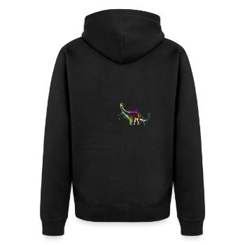 Splash art Dinosaur sauropod diplodocus - Unisex Premium Bio Zip Hoodie - Schwarz - Hinten - Nico (187cm)