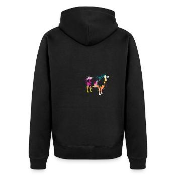 Colerfull Splash Art Farm animals cow - Unisex Premium Bio Zip Hoodie - Schwarz - Hinten - Nico (187cm)