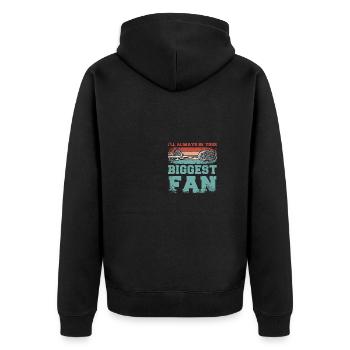 I'll always be your biggest badminton fan - Unisex Premium Bio Zip Hoodie - Schwarz - Hinten - Nico (187cm)