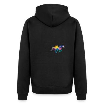 Colorful Splash Art Farm animals Horse - Unisex Premium Organic Zip Hoodie - black - Back - Nico (187cm)