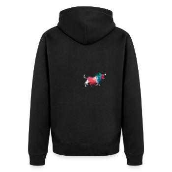 Colorful Splash Art Farm animals bull ox - Unisex Premium Organic Zip Hoodie - black - Back - Nico (187cm)
