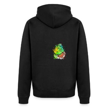 Splash Art Monkey Borneo Orangutan - Unisex Premium Organic Zip Hoodie - black - Back - Nico (187cm)