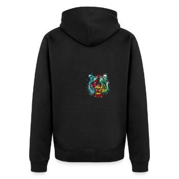 Splash Art Siberian Indian tiger head - Unisex Premium Organic Zip Hoodie - black - Back - Nico (187cm)