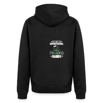 J’ai des mains guérisseuses Massothérapeute - Veste à capuche bio Premium Unisexe - noir - Dos - Nico (187cm)