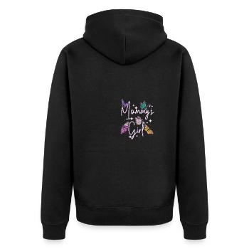 For the daughter Mommy's girl, little Butterfly - Unisex Premium Bio Zip Hoodie - Schwarz - Hinten - Nico (187cm)