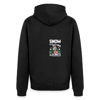Snow is falling books are calling - Unisex Premium Bio Zip Hoodie - Schwarz - Hinten - Nico (187cm)