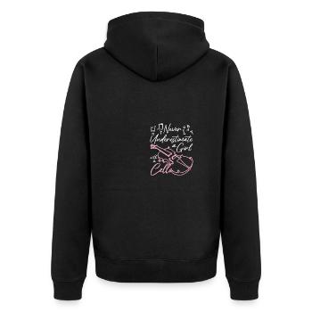 Never underestimate a girl with a cello - Unisex Premium Organic Zip Hoodie - black - Back - Nico (187cm)