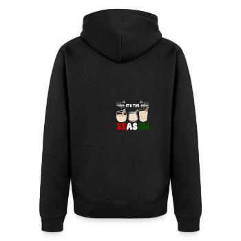 Porto Rico Noël, c’est la saison coquito - Veste à capuche bio Premium Unisexe - noir - Dos - Nico (187cm)