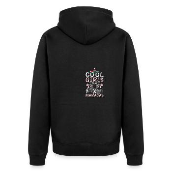 Cool girls play maracas - Unisex Premium Organic Zip Hoodie - black - Back - Nico (187cm)