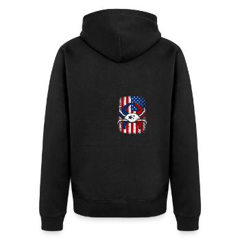 Usa American flag 4th of July Crabbing - Unisex Premium Bio Zip Hoodie - Schwarz - Hinten - Nico (187cm)