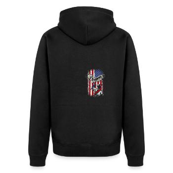 Usa american flag 4th of july falconer - Unisex Premium Bio Zip Hoodie - Schwarz - Hinten - Nico (187cm)