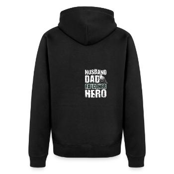 Husband dad falconer hero - Unisex Premium Organic Zip Hoodie - black - Back - Nico (187cm)