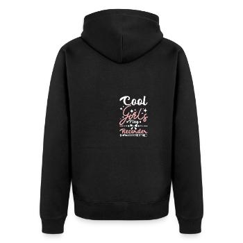 Des filles cool jouent à la flûte à bec - Veste à capuche bio Premium Unisexe - noir - Dos - Nico (187cm)