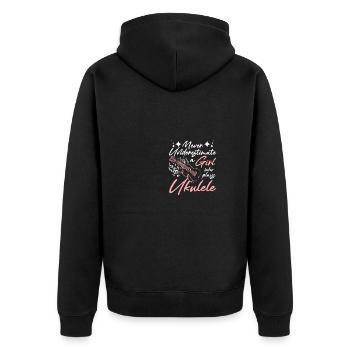 Never underestimate a girl who plays ukulele - Unisex Premium Organic Zip Hoodie - black - Back - Nico (187cm)