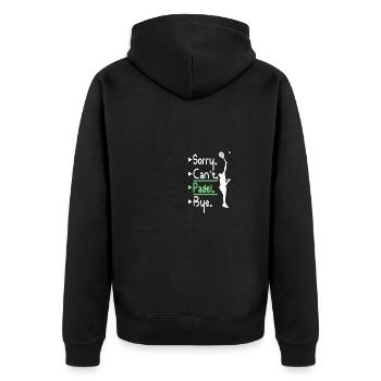 Sorry can't padel buy - Unisex Premium Organic Zip Hoodie - black - Back - Nico (187cm)