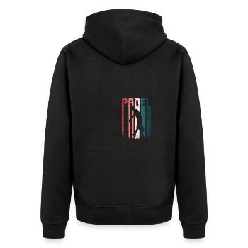 Retro Vintage Padel - Unisex Premium Organic Zip Hoodie - black - Back - Nico (187cm)