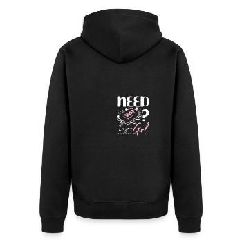 Besoin de savon ? Je suis ta fille - Veste à capuche bio Premium Unisexe - noir - Dos - Nico (187cm)