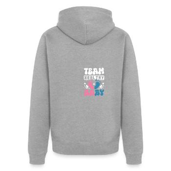 Team healthy baby - Unisex Premium Bio Zip Hoodie - Grau meliert - Hinten - Nico (187cm)