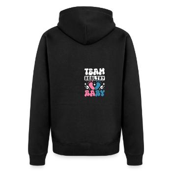 Team healthy baby - Unisex Premium Bio Zip Hoodie - Schwarz - Hinten - Nico (187cm)