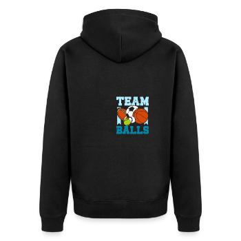 Gender Reveal Team boy team balls - Unisex Premium Bio Zip Hoodie - Schwarz - Hinten - Nico (187cm)