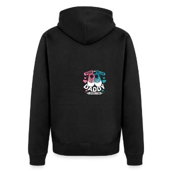 Pink or blue daddy loves you - Unisex Premium Bio Zip Hoodie - Schwarz - Hinten - Nico (187cm)