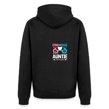 Pink or blue auntie loves you - Unisex Premium Bio Zip Hoodie - Schwarz - Hinten - Nico (187cm)